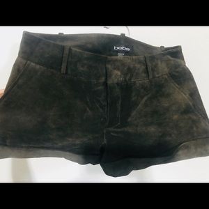 BEBE suede green shorts